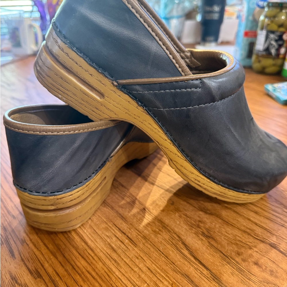 Women's Blue Dansko Leather Clogs